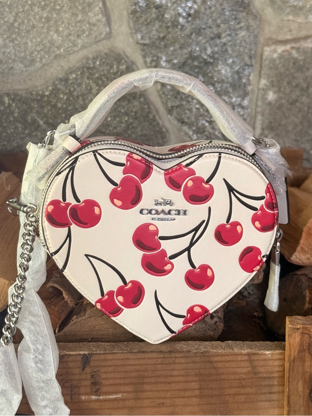 Coach Heart Cherry Print Crossbody Bag